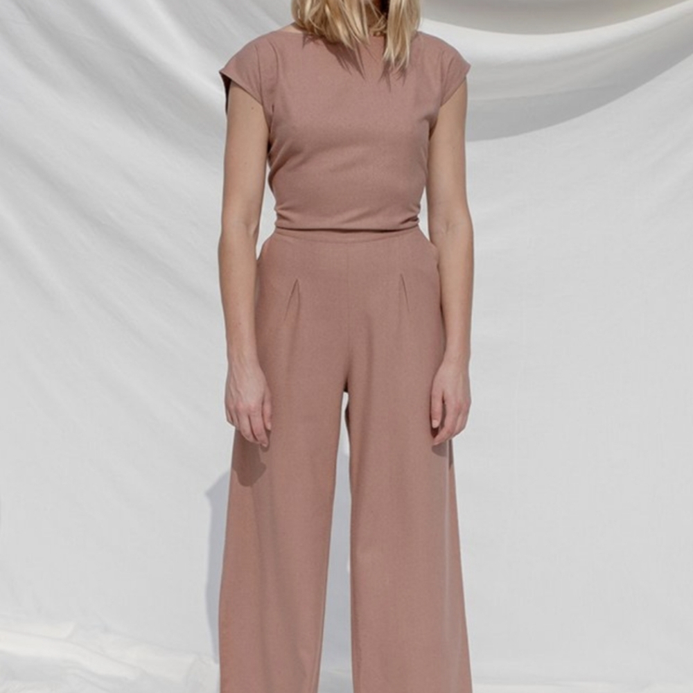 Ozma of California Matador Jumpsuit, S, Sand
